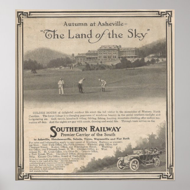 1913 Autumn at Asheville NC tourism ad Poster (Front)