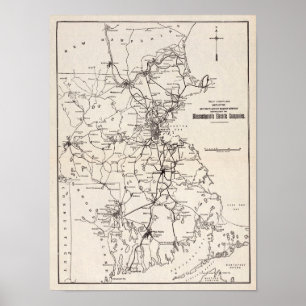 1913 Bay State Street Railway map Vintage Poster