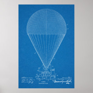 1913 Boat Airship Aeroplane Patent Art Drawing Poster