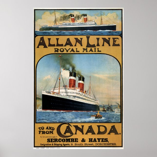 1913 CANADA to UNITED KINGDOM by STEAMSHIP Poster (Front)