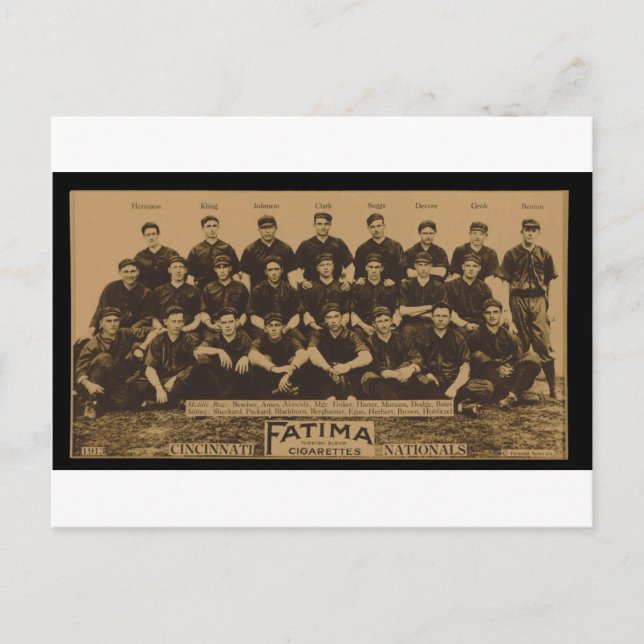 1913 Cincinnati Reds Fatima Tobacco Card Print (Front)