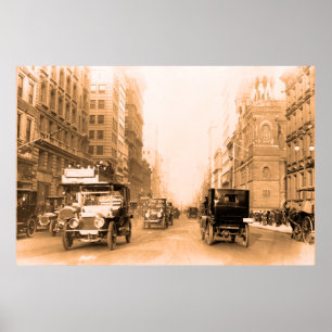 1913 Fifth Avenue New York sepia vintage photo Poster