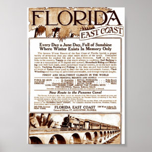 1913 Florida East Coast Railway Advert Poster