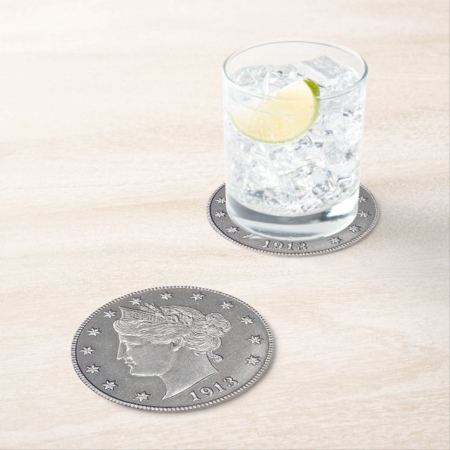 1913 Liberty Head Nickel Paper Coaster (Insitu)