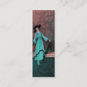 1913 Luxe: Vintage Fashion in Aqua and Rose Mini Business Card