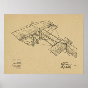 1913 Vintage Aeroplane Patent Art Drawing Print