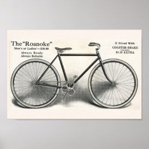 1913 Vintage Roanoke Bicycle Ad Art Poster