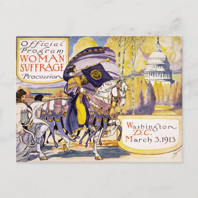 1913 Women's rights march Washington DC Postcard (Front)