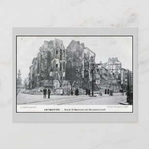 1914 Antwerp bombing corner Volkstraat Postcard