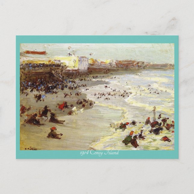 "1914 Coney Island, by EH Potthast" Postcard (Front)
