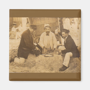 1914 fun on the beach in Germany RPPC Magnet