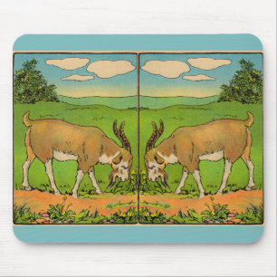 1914 grazing billygoat illustration mouse pad