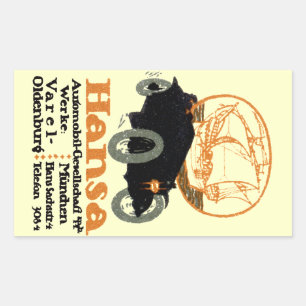 1914 Hansa Automobile Rectangular Sticker