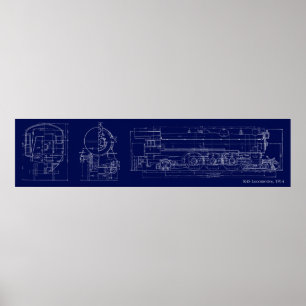1914 K4S Blueprint Drawing Poster