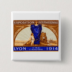 1914 Lyon International Expo Poster 15 Cm Square Badge