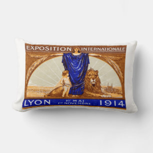 1914 Lyon International Expo Poster Lumbar Cushion