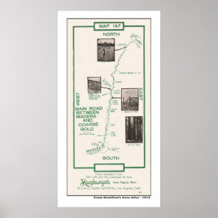 1914 Map, Madera to Coarse Gold Poster