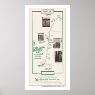 1914 Map, Madera to Coarse Gold Poster