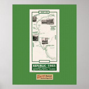 1914 Map, Truckee to Verdi Poster