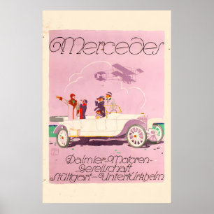 1914 Mercedes Daimler Vintage Style Automobile Poster
