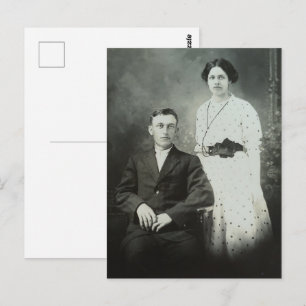 1914 Mr & Mrs Hill RPPC B&W Photo Couple Image Postcard