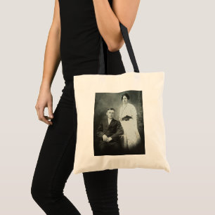 1914 Mr & Mrs Hill RPPC B&W Photo Couple Image Tote Bag