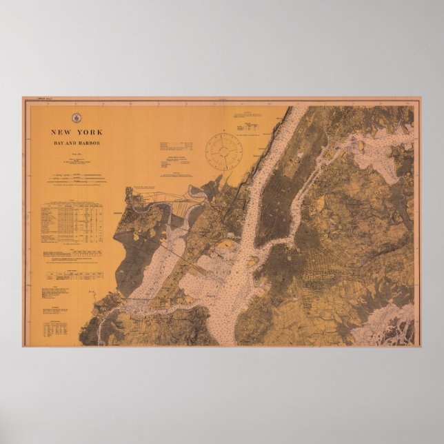1914 New York Upper Harbour Nautical Chart Poster (Front)