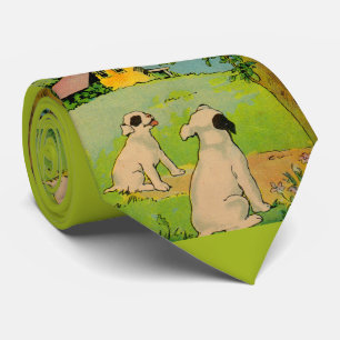 1914 two dogs and a little white cat tie