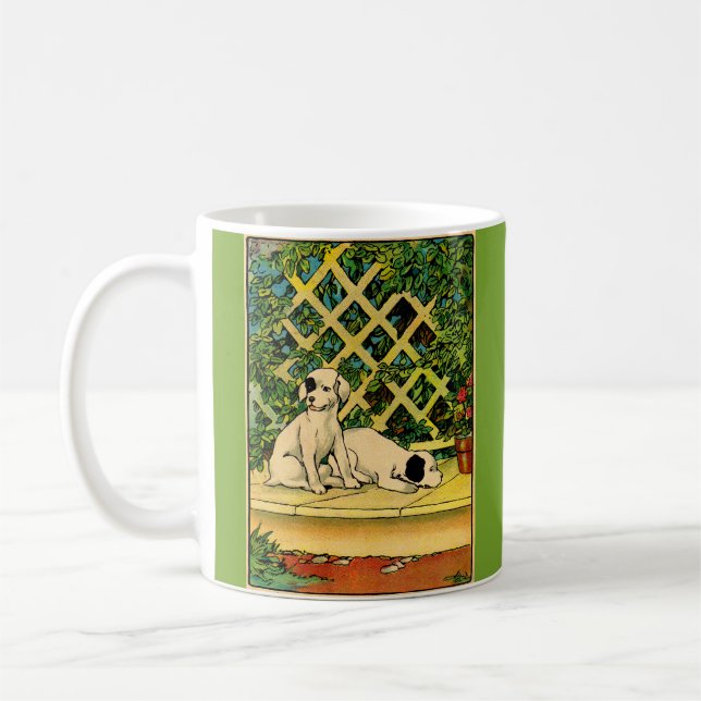 1914 two dogs being curious coffee mug (Left)