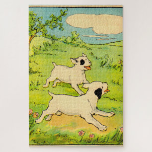 1914 two dogs running jigsaw puzzle