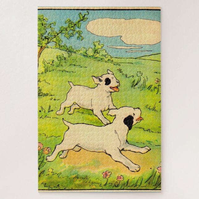 1914 two dogs running jigsaw puzzle (Vertical)