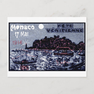 1914 Venetian Festival of Monaco Postcard