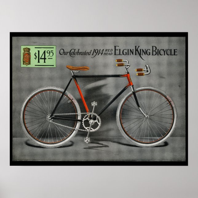 1914 Vintage Elgin King Bicycle Ad Art Poster (Front)