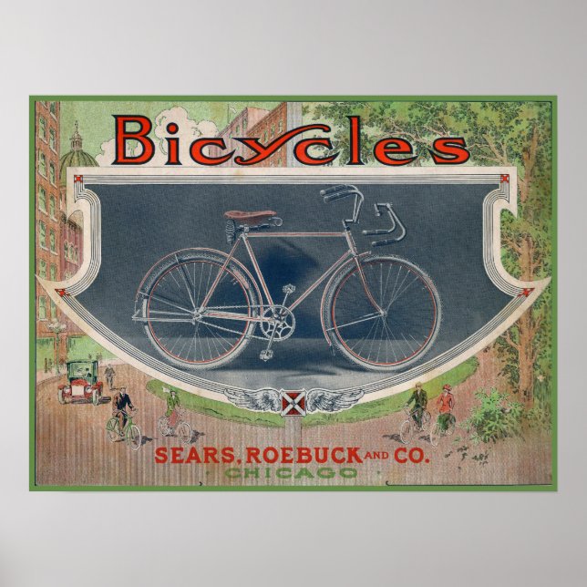 1914 Vintage Sears Bicycle Ad Art Poster (Front)