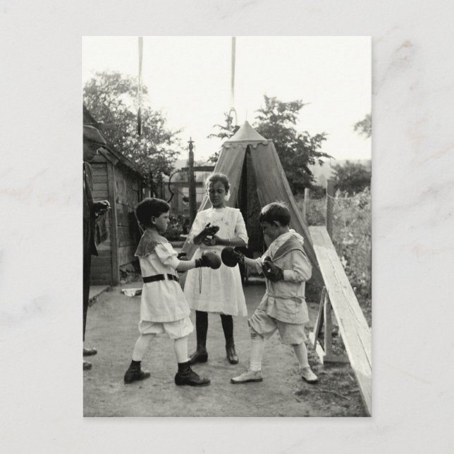 1915 Backyard Boxing Match Postcard (Front)