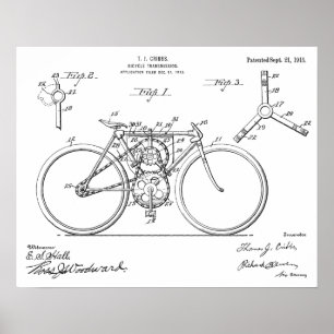 1915 Bicycle Transmission Design Patent Art Print