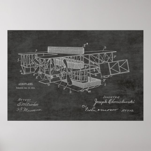 1915 Boat Aeroplane Patent Art Drawing Print (Front)