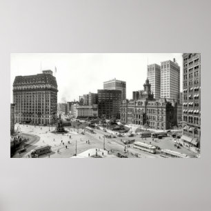 1915 DETROIT 5-WAY INTERSECTION POSTER