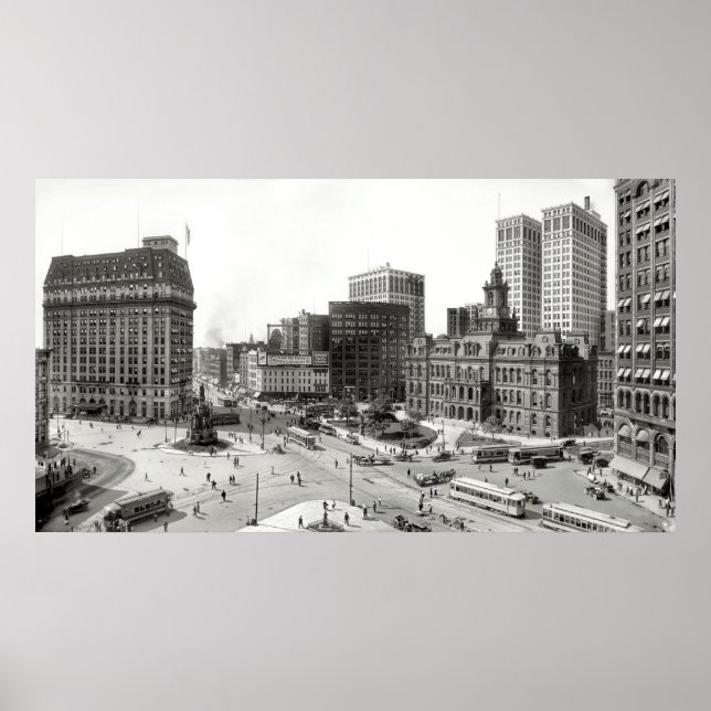 1915 DETROIT 5-WAY INTERSECTION POSTER (Front)