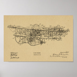 1915 Flying Machine Aeroplane Patent Drawing Print