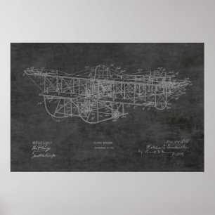 1915 Flying Machine Aeroplane Patent Drawing Print