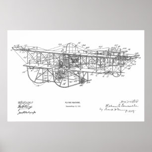 1915 Flying Machine Aeroplane Patent Drawing Print
