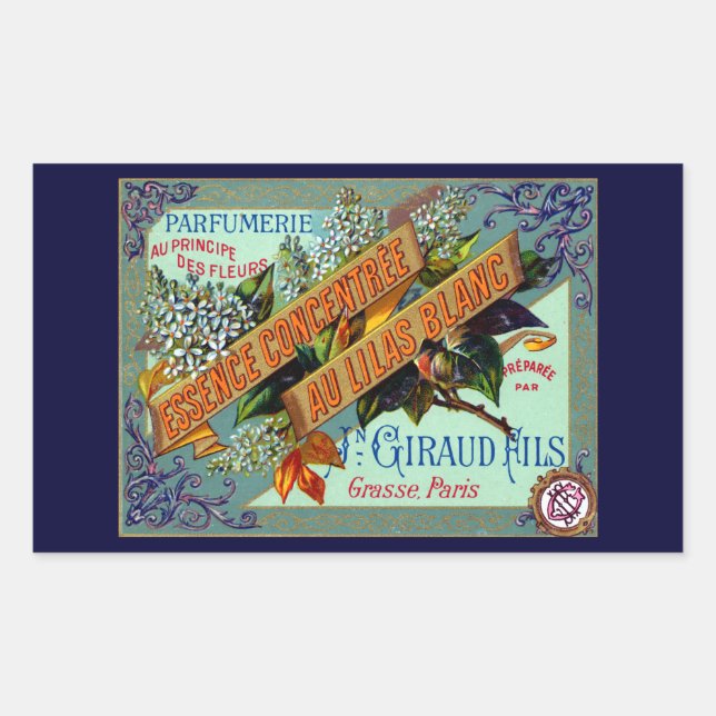 1915 French White Lilac perfume Rectangular Sticker (Front)