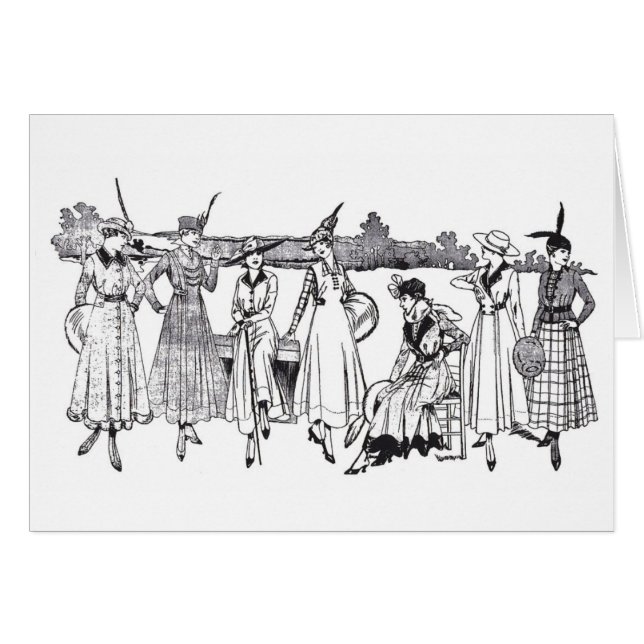 1915 One-Piece Frocks Fashion Dresses Card (Front Horizontal)