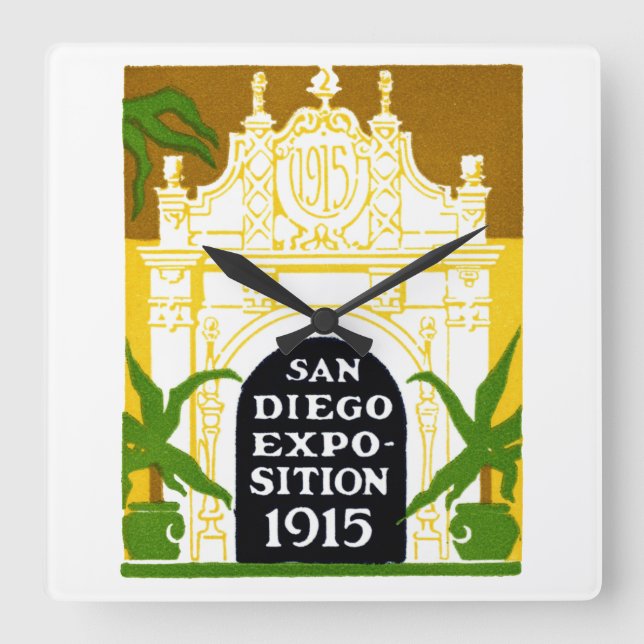 1915 San Diego Exposition Square Wall Clock (Front)