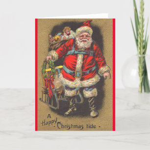 1915 Santa Claus with his sleigh and toys Holiday Card