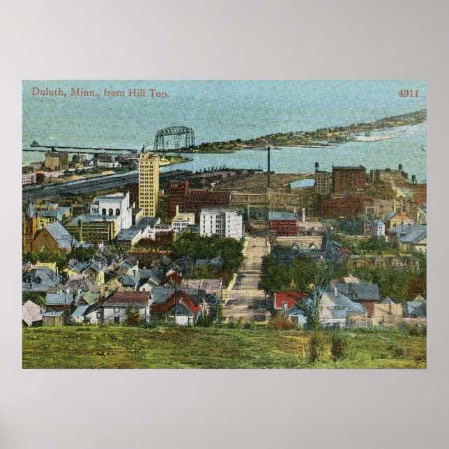 1915 View of Duluth, Minnesota Vintage Poster (Front)