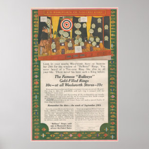 1916 Ad for Woolworth Bullseye gold filled rings Poster
