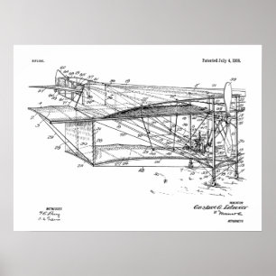 1916 Aeroplane Biplane Patent Drawing Art Print