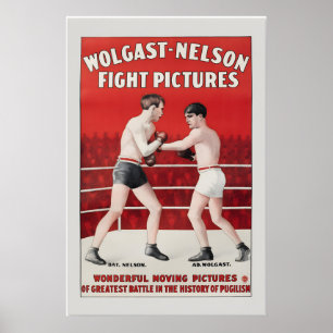 1916 Boxing Moving Pictures Vintage Style Movie Poster